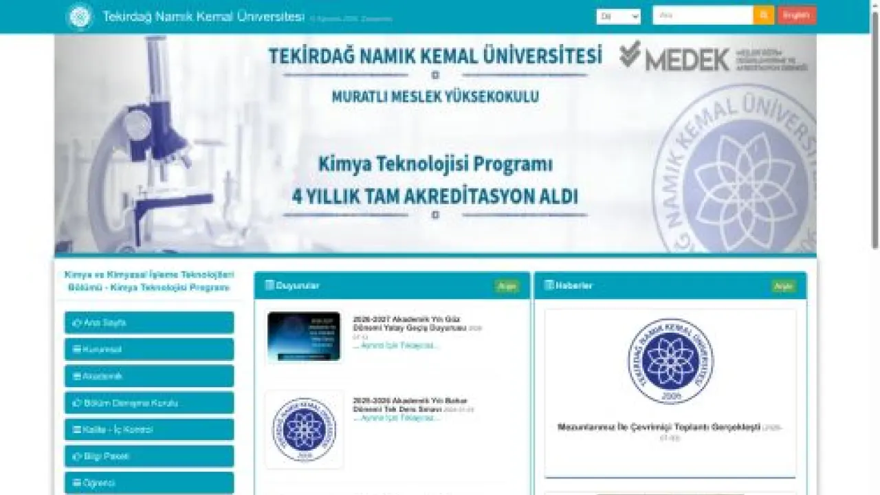 Kimya Teknolojisi Programı - Kimya ve Kimyasal İşleme Teknolojileri Bölümü