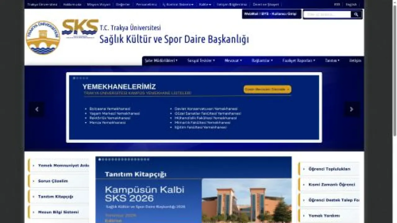 MERİÇ  KENARI ÖĞRENCİ SOSYAL TESİSLERİ  HAKKINDA  DUYURU      | Sağlık Kültür ve Spor Daire Başkanlığı | T.C. Trakya Üniversitesi