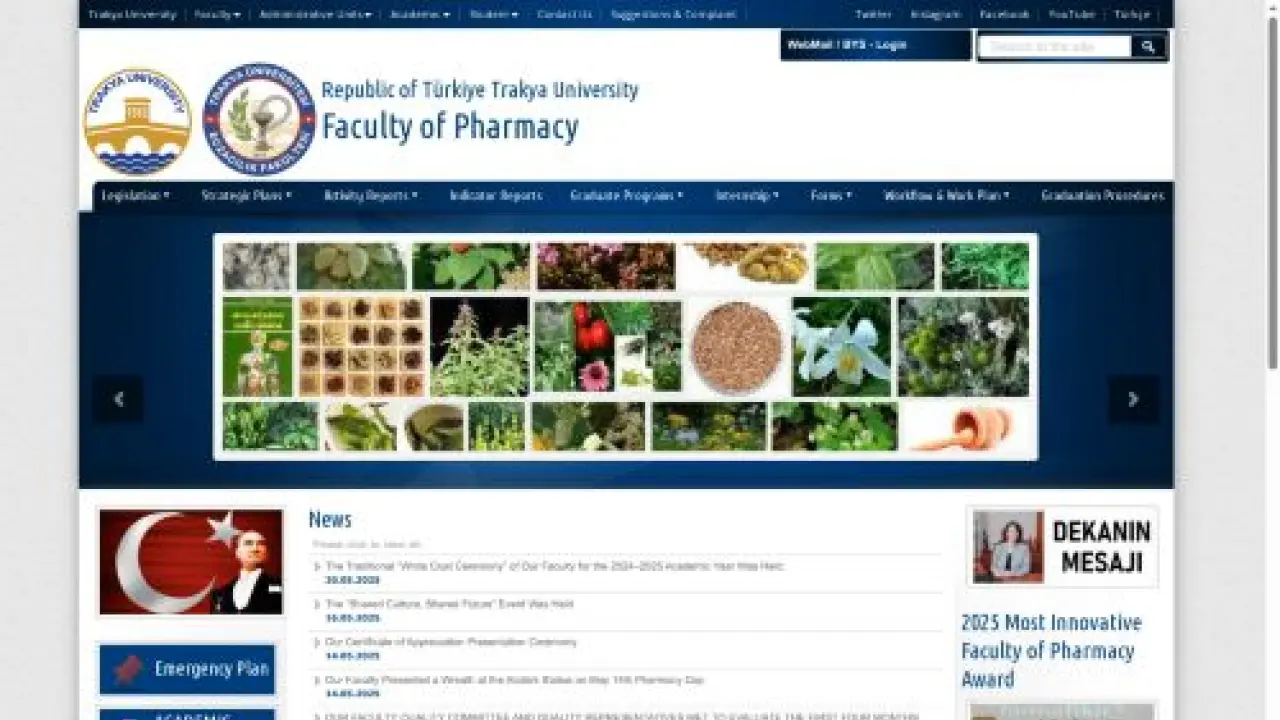 Academic Structure | Faculty of Pharmacy | Republic of Türkiye Trakya University