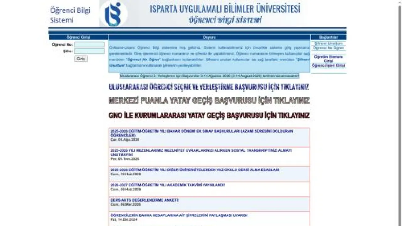 ISUBÜ Öğrenci Bilgi Sistemi
