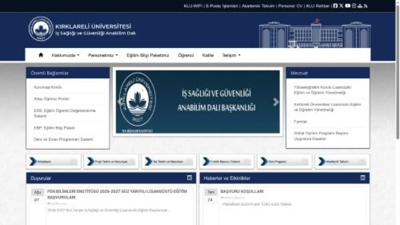 İş Sağlığı ve Güvenliği Anabilim Dalı - KLU