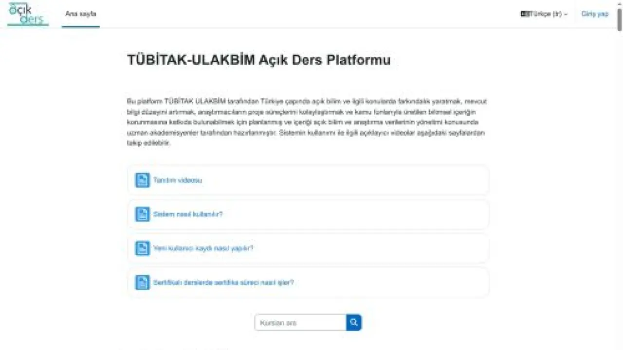 Ana sayfa | TÜBİTAK-ULAKBİM Açık Ders Platformu